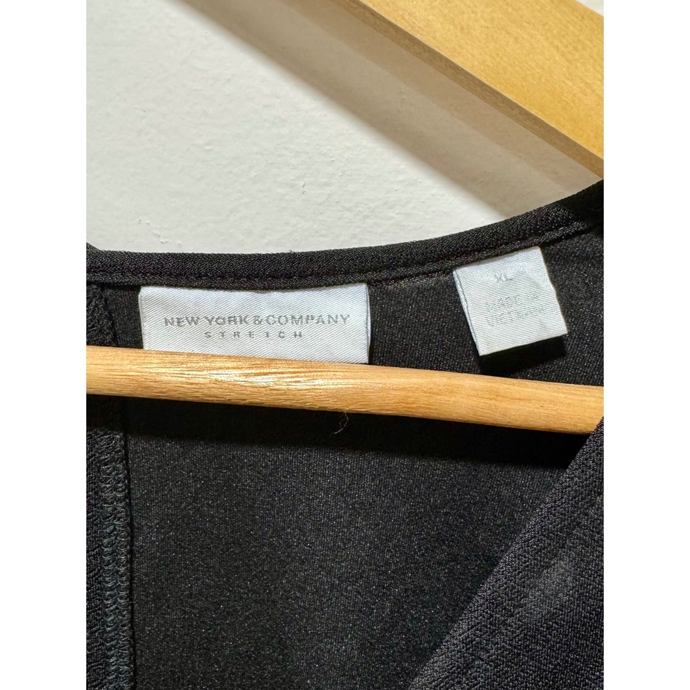 New York & Company Stretch Black Bell Sleeve Romper XL Wrinkle Resistant Wrap - Picture 4 of 5